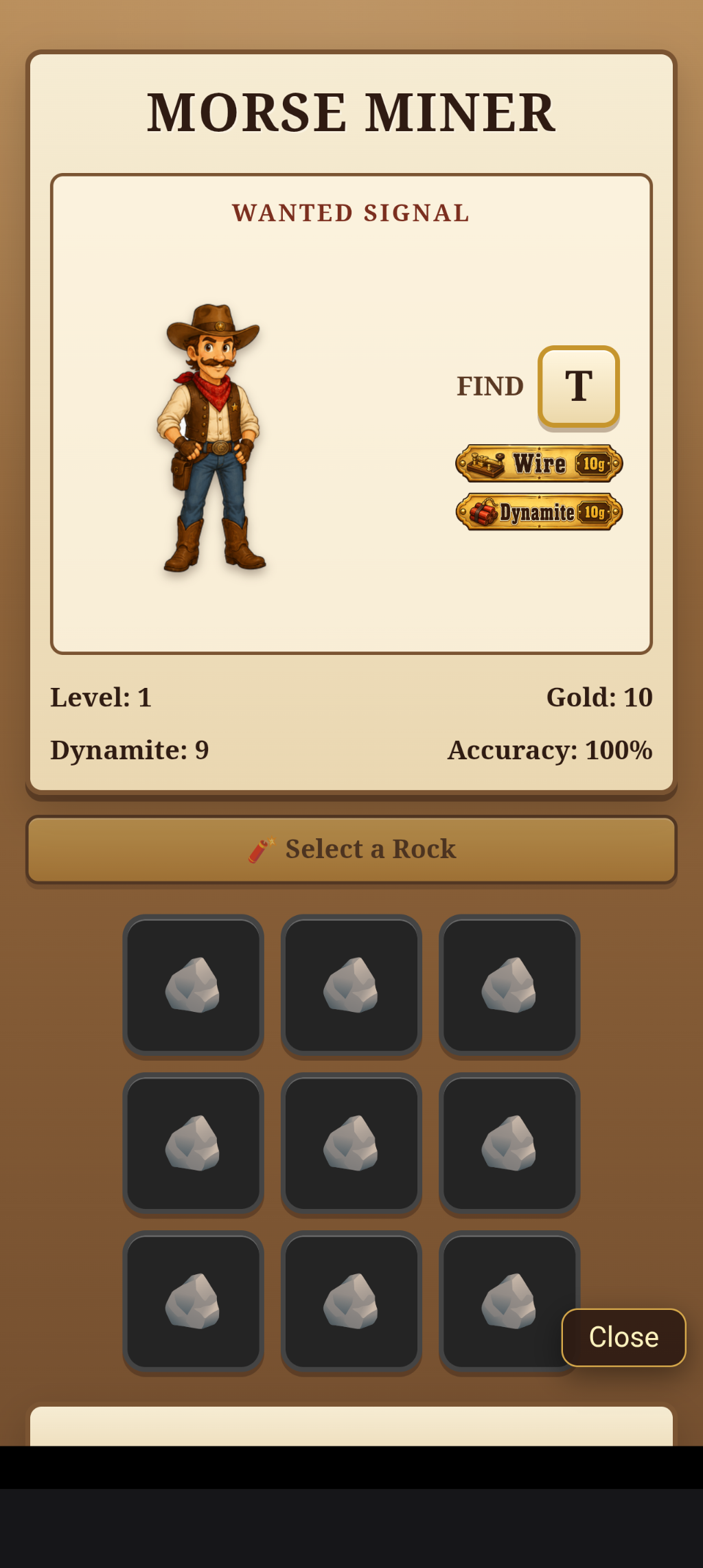 Morse Miner game